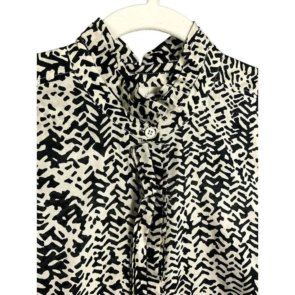 J. Crew Strada Fan Placket Perfect Shirt, Black/Cream, 100% Cotton, size 4 - Picture 7 of 13